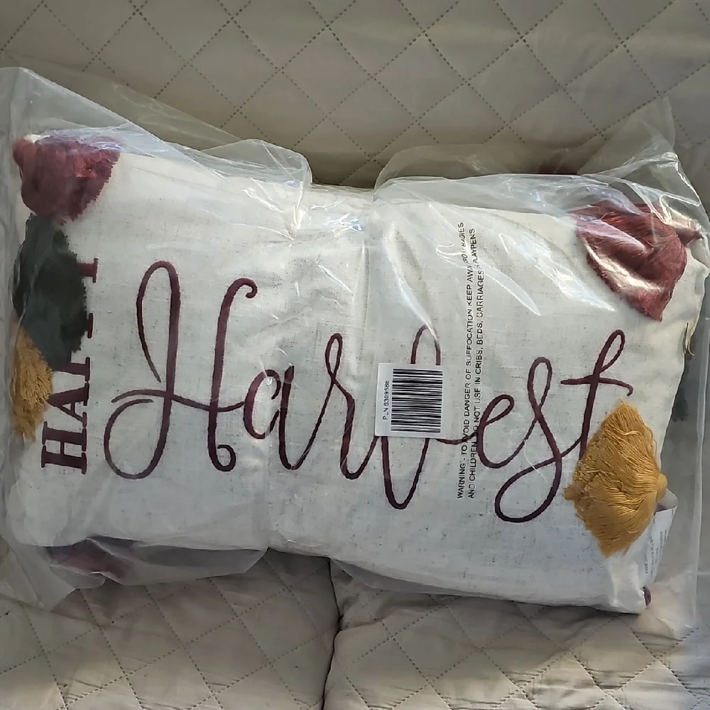 Nwt 2 Happy Harvest Pillow with Multicolor Tassels